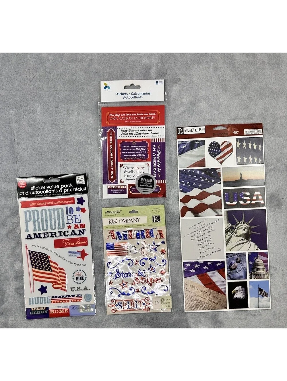 4th of July Celebration. Flags, Patriotic Stars Stripes Scrapbooking Lot